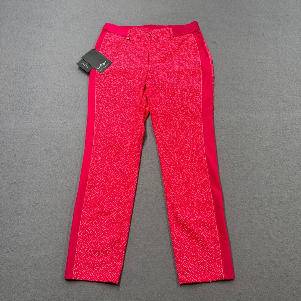 NEW Chervo Silius Golf Pants Women's 10 Pink Patterned Straight Leg Activewear